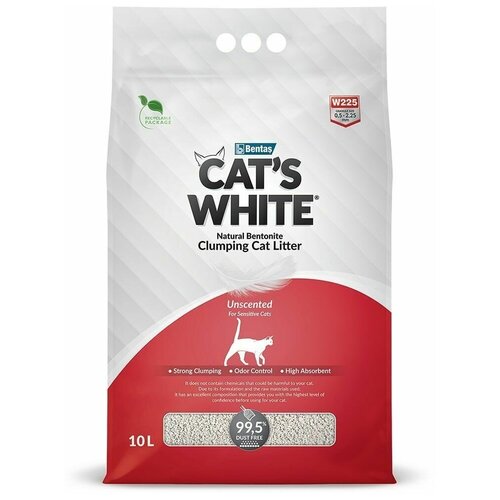 Комкующийся наполнитель для туалета кошек Cat's White Natural 10 л./8,55 кг. (натуральный) фотография