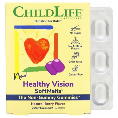 ChildLife, Healthy Vision SoftMelts, натуральный ягодный вкус, 27 таблеток купить за 2300 руб, фото