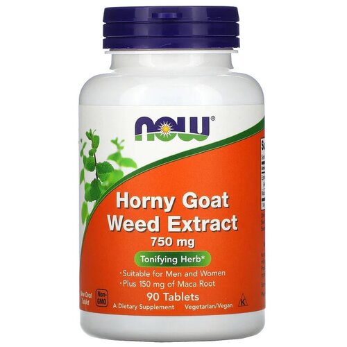 Таблетки NOW Horny Goat Weed extract, 190 г, 750 мг, 90 шт. фотография