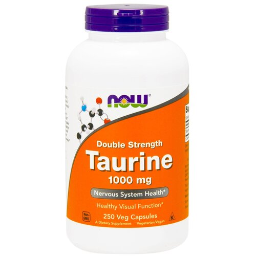 Капсулы NOW Taurine, 1 г, 250 мл, 1000 мг, 250 шт. фотография