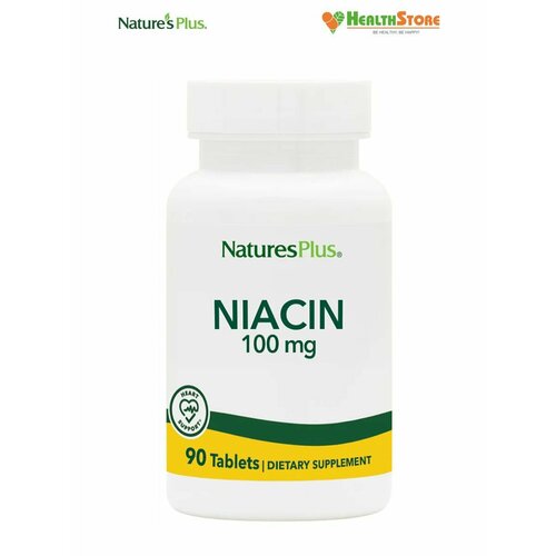 NaturesPlus Niacin 100мг 90 таблеток, ниацин витамин в3 100 мг, никотиновая кислота в таблетках, никотинамид США фотография