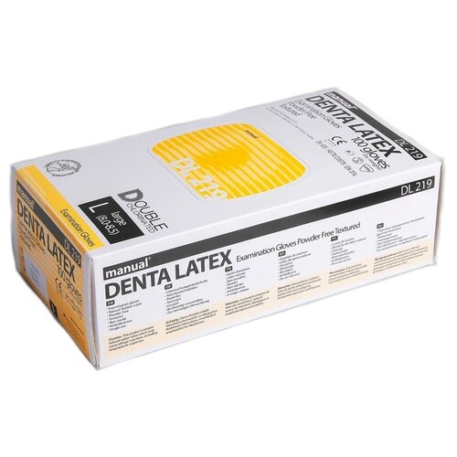 Перчатки смотровые Manual Denta Latex DL219, 50 пар, размер: L, цвет: натуральный фотография