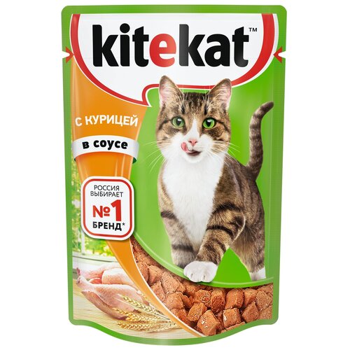 Влажный корм для кошек Kitekat курица 85 г (кусочки в соусе) фотография