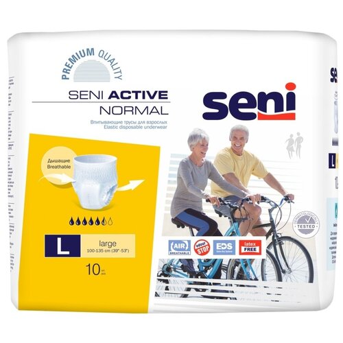 Трусы - подгузники впитывающие для взрослых Seni ACTIVE NORMAL large (обхват 100-135 см), 10 шт. купить за 957 руб, фото