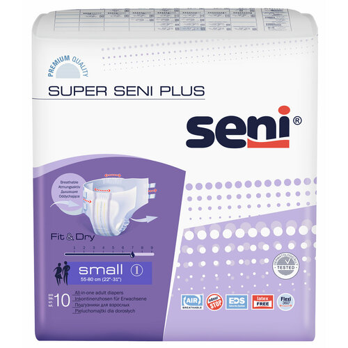 Подгузники для взрослых Super Seni PLUS small (обхват 55-80 см) 10 шт. купить за 1356 руб, фото