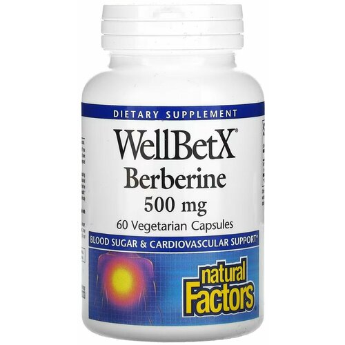 100% iHerb - Berberine, Берберин 500 мг, , WellBetX, 60 вегетарианских капсул, Natural Factors купить за 3350 руб, фото