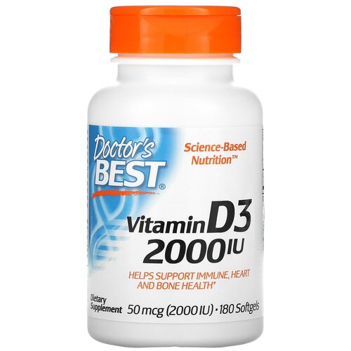 Капсулы Doctor's Best Vitamin D3, 80 г, 2000 ME, 180 шт. купить за 1140 руб, фото