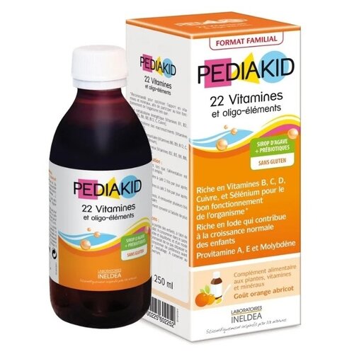 PEDIAKID 22 Vitamins and Oligo-elements фл., 250 мл, 250 г, абрикос фотография