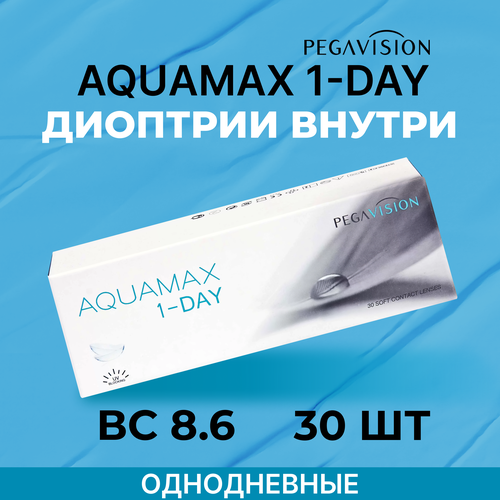 Контактные линзы Pegavision Aquamax 1-Day, 30 шт., R 8,6, D +2, прозрачный, 1 уп. купить за 1690 руб, фото