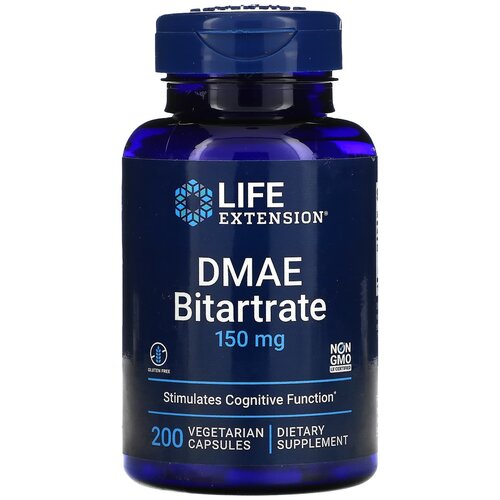 Капсулы Life Extension DMAE Bitartrate, 110 г, 150 мг, 200 шт. купить за 2019 руб, фото