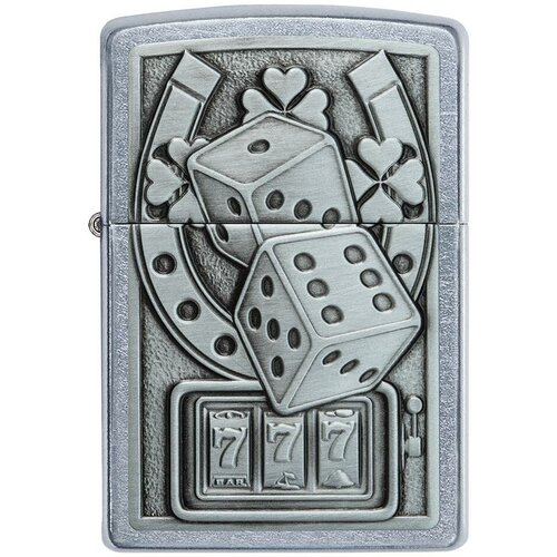 Оригинальная бензиновая зажигалка ZIPPO Classic 49294 Lucky 7 с покрытием Street Chrome - Счастливая 7 фотография