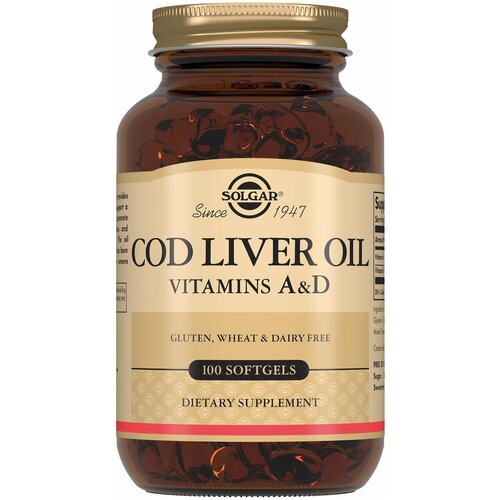 Cod Liver Oil (Vitamin A & D) капс., 150 мл, 189 г, 100 шт., рыба фотография