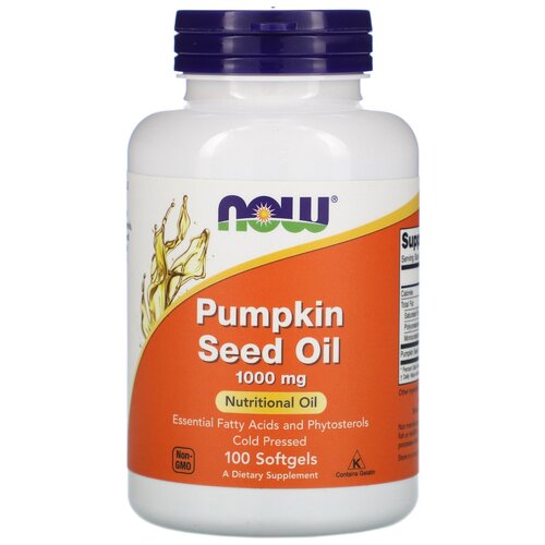 Капсулы NOW Pumpkin Seed Oil 1000 мг, 210 г, 1000 мг, 100 шт. купить за 1990 руб, фото