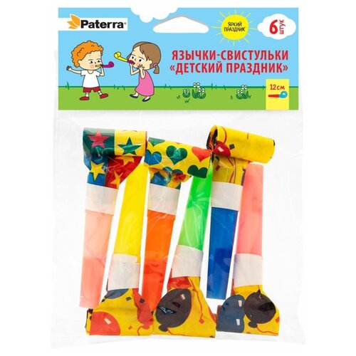 Paterra Язычки-свистульки Детский праздник, 6 шт., красный/оранжевый/желтый/зеленый/синий фотография