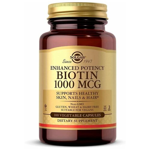 Капсулы SOLGAR Biotin 1000 мкг, 1000 мкг, 100 шт. фотография