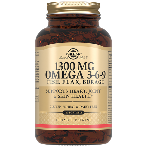 Solgar Omega 3-6-9 Fish, Flax, Borage капс., 1300 мг, 760 г, 120 шт. фотография