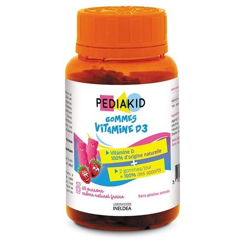 PEDIAKID Gommes Vitamine D3 пастил. жев., 1 г, 60 шт., клубника фотография