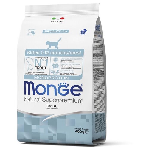 Сухой корм Monge Cat Monoprotein с форелью для котят (400 г, Форель) фотография