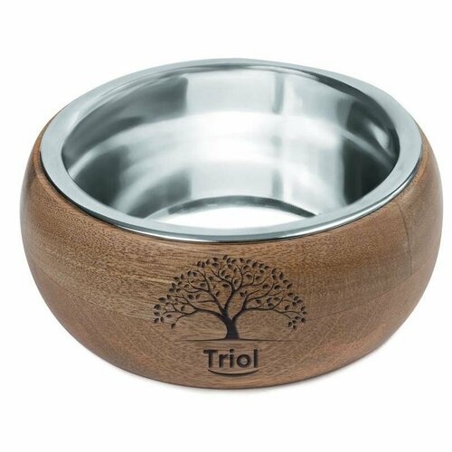 Миска для животных Triol Natural, размер 15x15x5см, серебристый с орехово-коричневым купить за 984 руб, фото