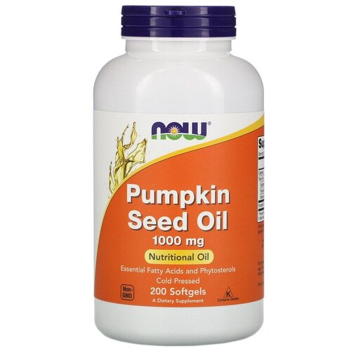 Капсулы NOW Pumpkin Seed Oil 1000 мг, 420 г, 1000 мг, 200 шт. купить за 3590 руб, фото