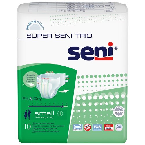 Подгузники для взрослых Super Seni trio small 10 шт. (обхват 55-80 см) купить за 894 руб, фото