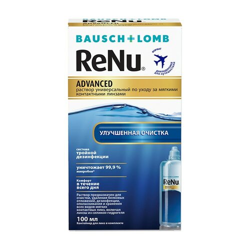 Раствор Bausch & Lomb Renu Advanced, с контейнером, 100 мл, 1 шт. купить за 308 руб, фото