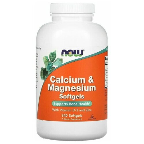 Капсулы NOW Calcium & Magnesium, with Vitamin D-3 and Zinc, 820 г, 250 мл, 240 шт. купить за 2880 руб, фото