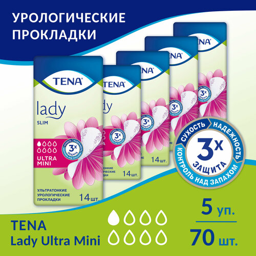 Прокладки Tena Lady Slim Ultra Mini, 14 шт. x 5 упак. купить за 1570 руб, фото