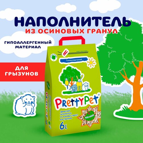 Наполнитель древесный PrettyCat PrettyPet Осиновый 2 кг/6 л 1шт. в уп. , 1уп. фотография