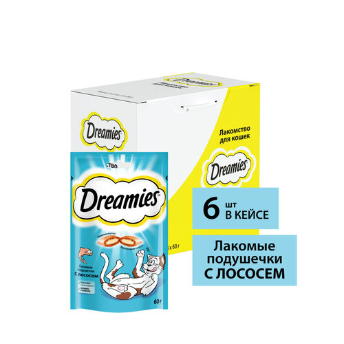 Лакомство для кошек  Dreamies Подушечки, 360 г (шоу бокс) рыба купить за 435 руб, фото