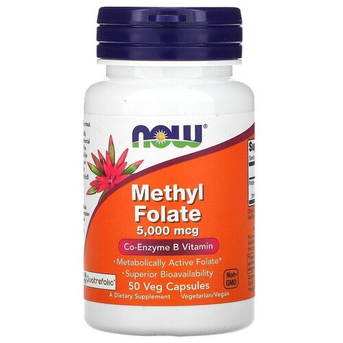 Капсулы NOW Methyl Folate 5000 мкг, 50 г, 5000 мкг, 50 шт. фотография