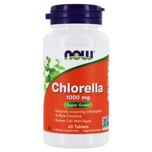 Таблетки NOW Chlorella, 100 г, 1000 мг, 60 шт. купить за 1169 руб, фото