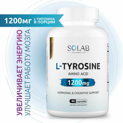 Л Тирозин 1200 мг SOLAB L-Tyrozine для похудения и энергии, 90 капсул фотография