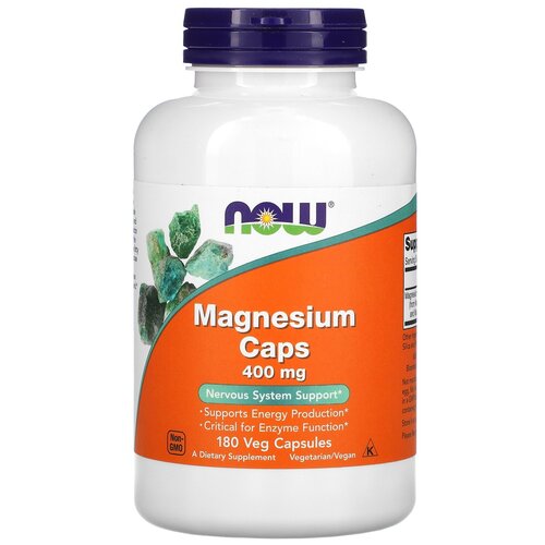 NOW Foods, Magnesium Caps, 400 mg, магний в капсулах, 400 мг, 180 растительных капсул фотография