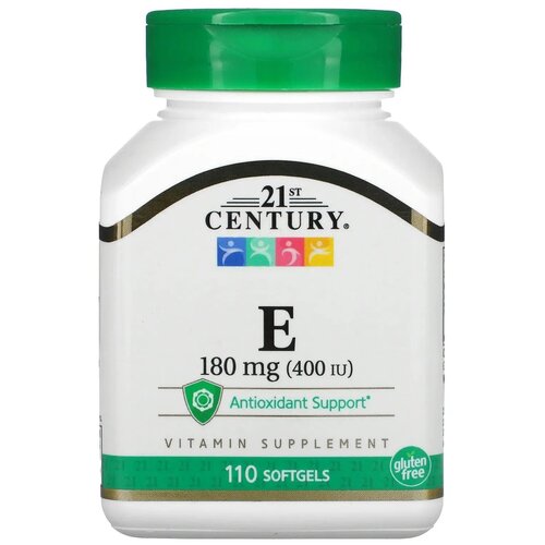 Капсулы 21st Century Vitamin E, 140 г, 400 МЕ, 110 шт. фотография