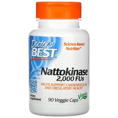 Капсулы Doctor's Best Nattokinase вег., 60 г, 2000 FUs , 90 шт. купить за 3390 руб, фото