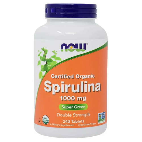 Таблетки NOW Sertified organic Spirulina, 380 г, 1000 мг, 240 шт. фотография