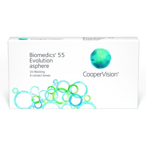 Контактные линзы CooperVision Biomedics 55 Evolution Asphere UV, 6 шт., R 8,8, D +4,5, прозрачный, 1 уп. купить за 1850 руб, фото