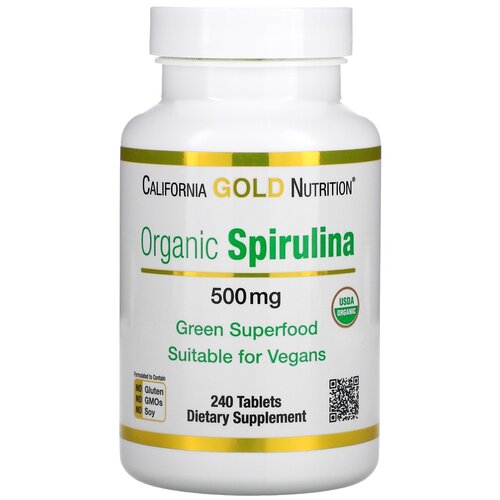 California Gold Nutrition Organic Spirulina таб., 500 мг, 180 г, 240 шт. фотография