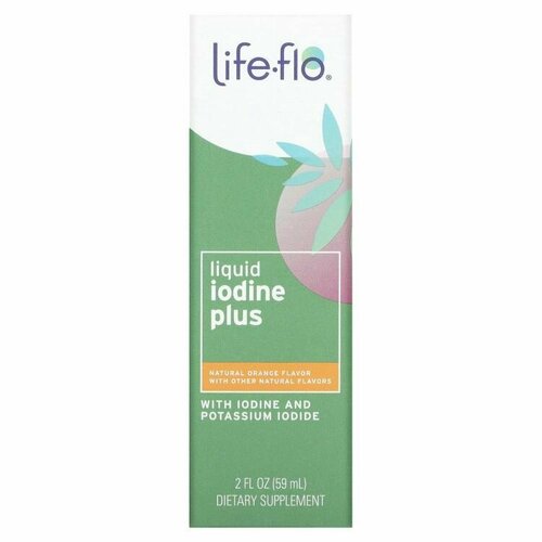 Life-flo, liquid iodine plus, Жидкий йод плюс натуральный вкус апельсина, 59мл купить за 1699 руб, фото