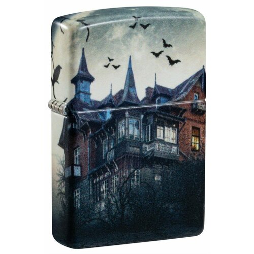 Зажигалка ZIPPO Horror House с покрытием 540 Matte, латунь/сталь, белая, 38x13x57 мм фотография