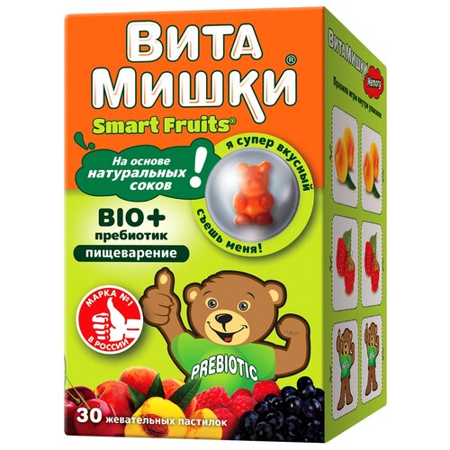 Витамишки био плюс пребиотик пастилки жев., 142 г, 30 шт., ягодный купить за 960 руб, фото