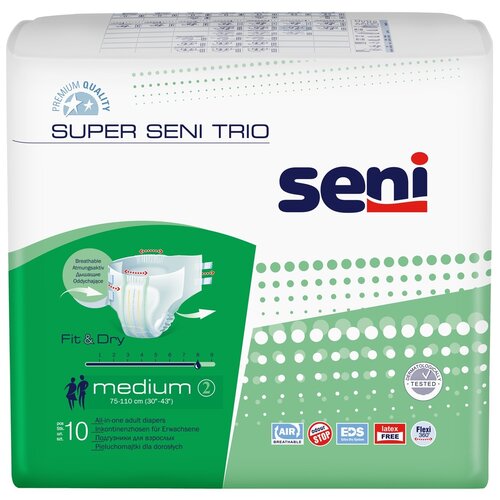 Подгузники для взрослых Super Seni trio medium (обхват 75-110 см), 10 шт. купить за 1690 руб, фото