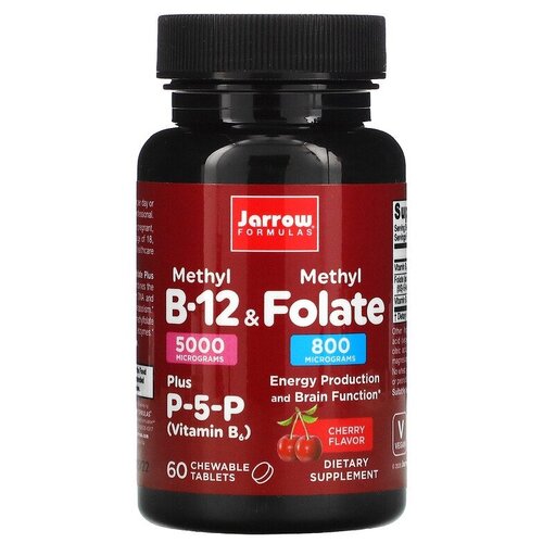 Пастилки Jarrow Formulas Methyl B-12 & Methyl Folate 5000 мкг/800 мкг (вишня), 80 г, 60 шт. фотография