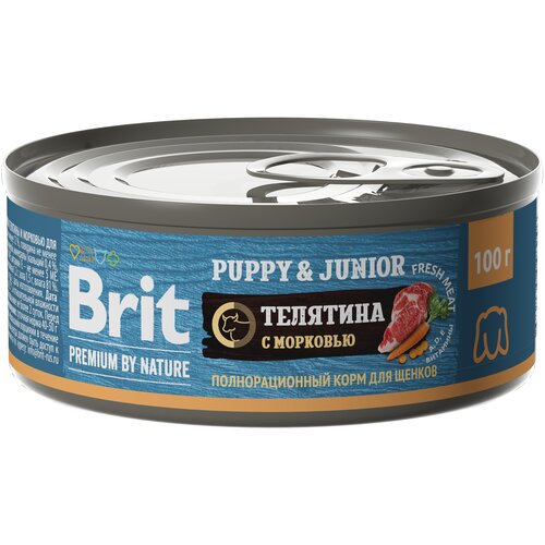 Влажный корм для собак Brit Premium by Nature Puppy & Junior телятина с морковью 1 уп. х 1 шт. х 100 г фотография