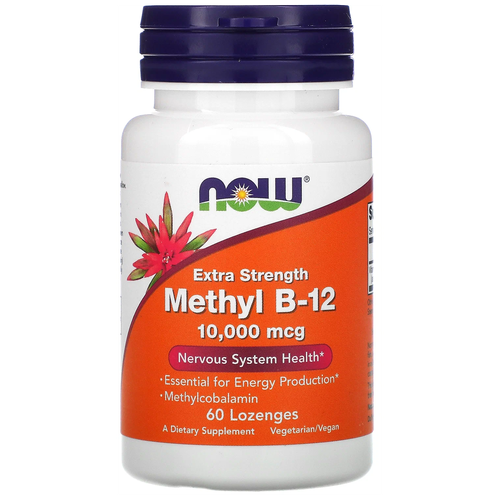 Пастилки NOW Methyl B-12, 50 г, 10000 МЕ, 60 шт. купить за 2888 руб, фото