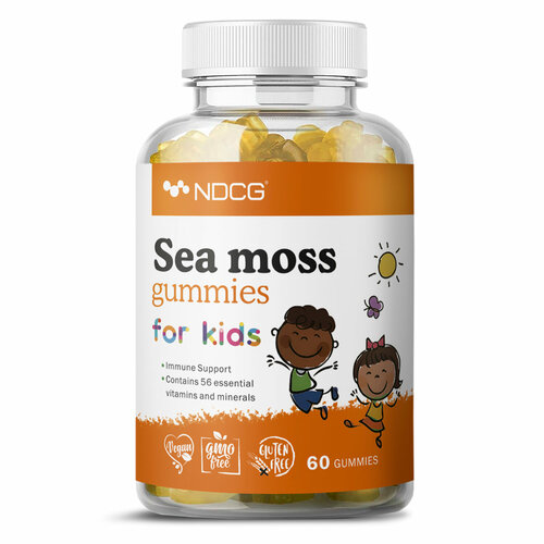 Ирландский мох NDCG мультивитаминный комплекс для детей, Sea moss for kids, со вкусом апельсина, 60 жевательных конфет, 2 упаковки фотография