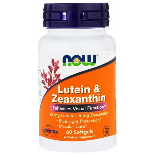 Капсулы NOW Lutein & Zeaxanthin, 50 г, 100 мл, 60 шт. фотография