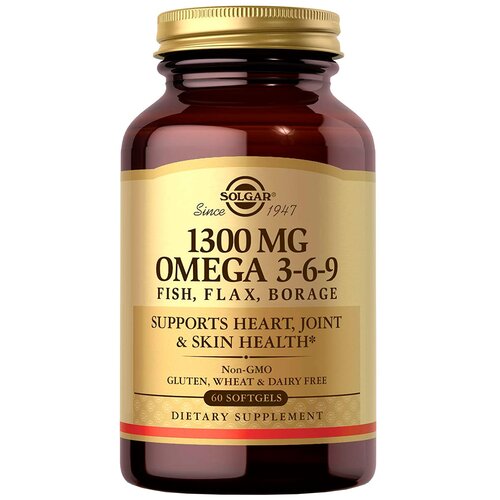 Solgar Omega 3-6-9 Fish, Flax, Borage капс., 1300 мг, 278 г, 60 шт., рыба фотография