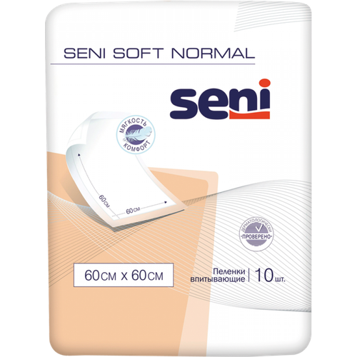 Пеленки впитывающие одноразовые Seni Soft Normal 60 x 60 см, 10 шт. купить за 307 руб, фото